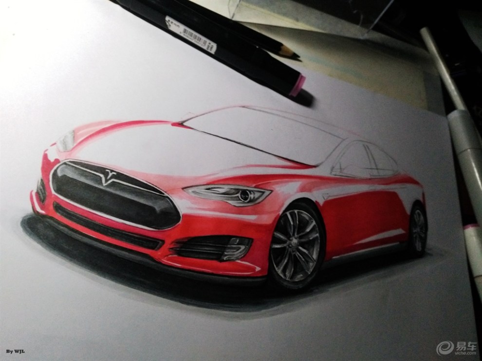 【【wjl手绘】特斯拉model s】_画汽车社区图片集锦